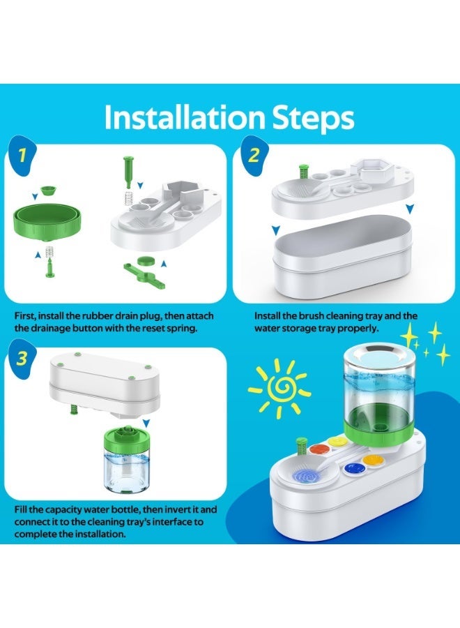 OSHIMA 2026 Upgraded Paint Brush Cleaner Tool, Brush Paint Cleaner with Drain & Holder 3-in-1 Water Circulation Cleaning Station, Portable Water Circulation Paint Brushs Washer Tool for Kids Adults - Image 2